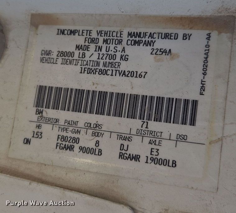 image for item ER5168 1996 Ford F800 water truck