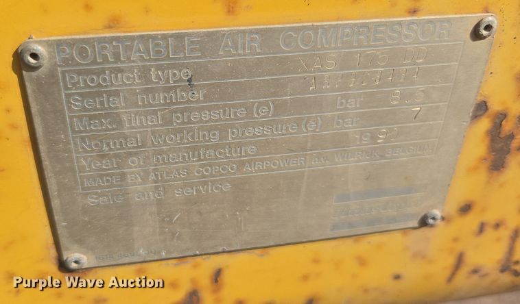 image for item ER5174 1990 Atlas Copco XAS 175 DD air compressor