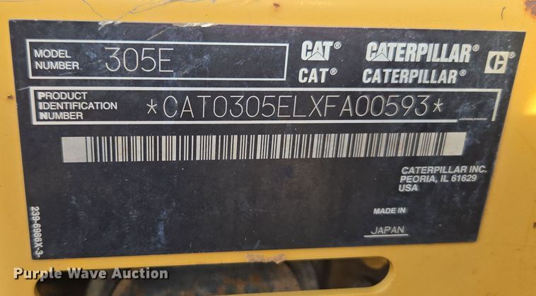 image for item ER5180 2012 Caterpillar 305E mini excavator