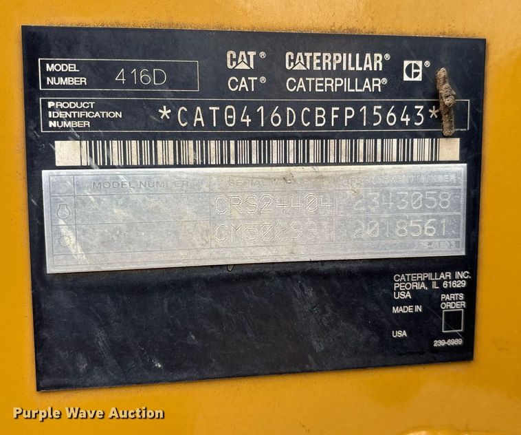 image for item EY9953 2005 Caterpillar 416D backhoe