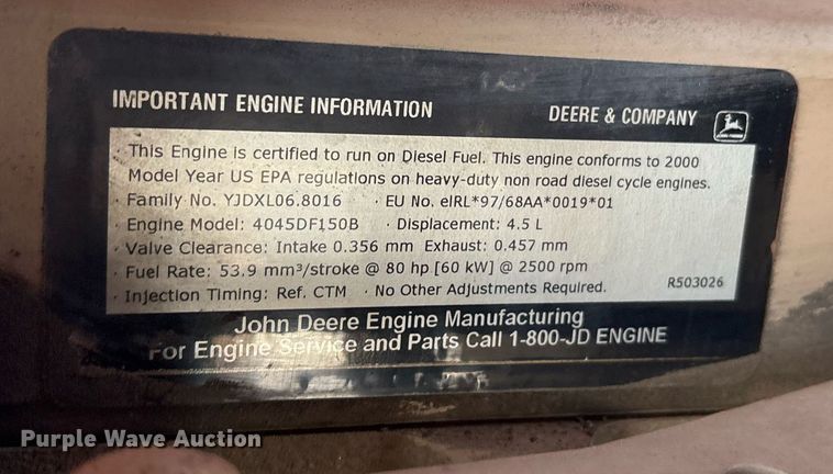 image for item EY9956 2000 Sullivan D018506JDB air compressor