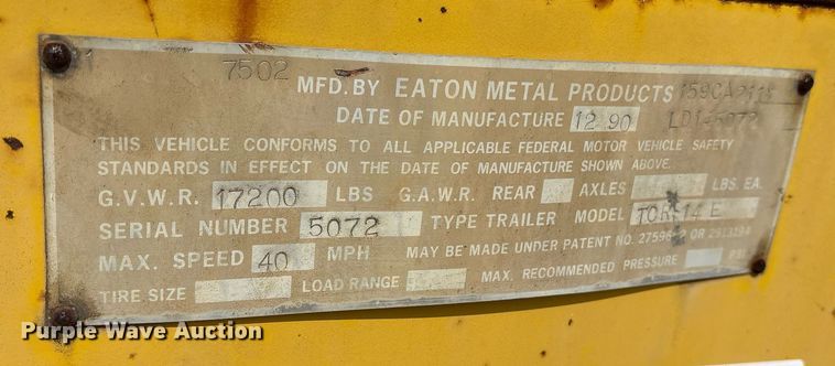 image for item EY9961 1990 Eaton Metal Products TCR14E reel trailer