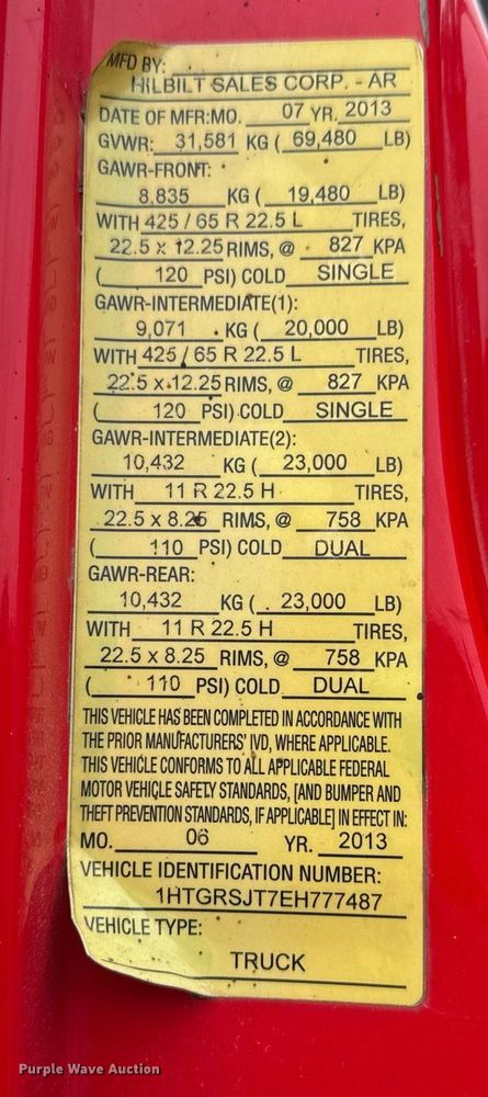 image for item LH9492 2014 International WorkStar 7600  dump truck