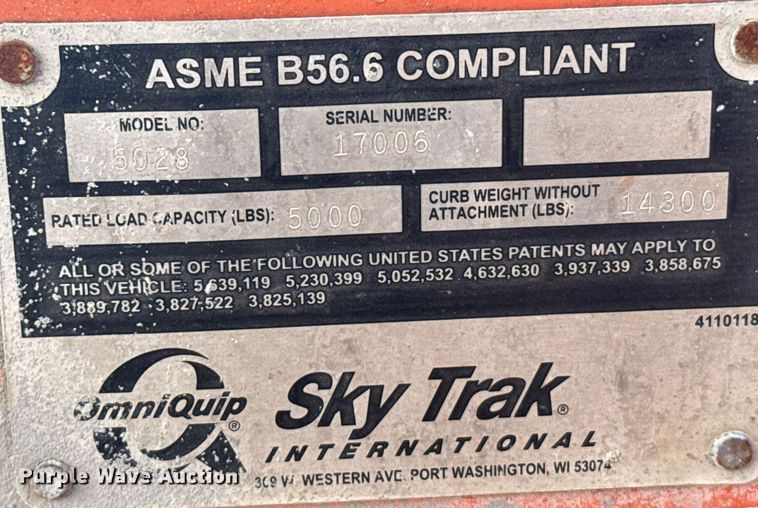 image for item NN9606 2002 Skytrak 5028 telehandler