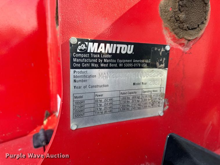 image for item YA0330 2021 Manitou 2150 RT tracked skid steer loader