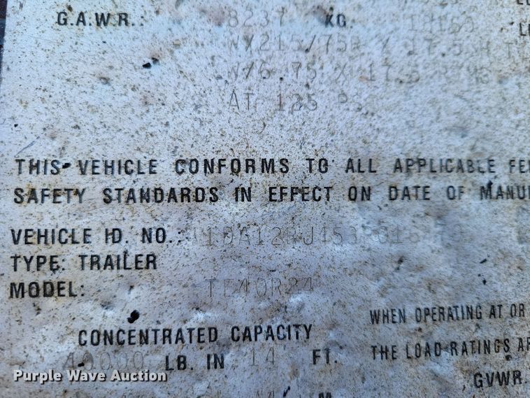 image for item DN3689 2003 Dakota Manufacturing Trail- Eze TE40R24 equipment trailer