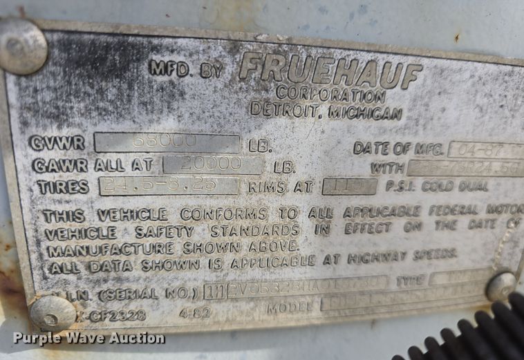 image for item DO7770 1987 Fruehauf FB91 dry van trailer