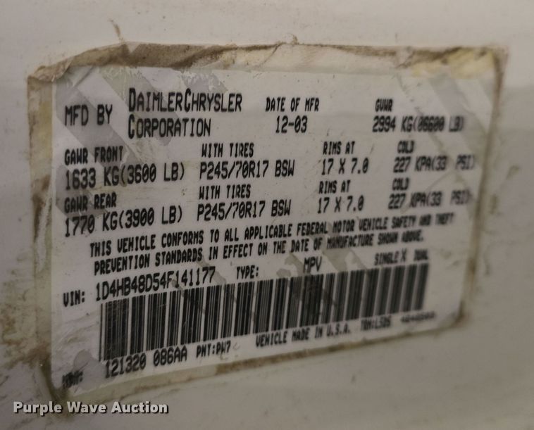 image for item DO7784 2004 Dodge Durango SLT SUV