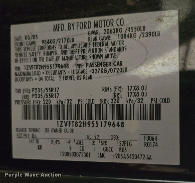 image for item DO7786 2005 Ford Mustang 