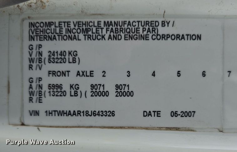 image for item DO7817 2008 International WorkStar 7400 dump truck