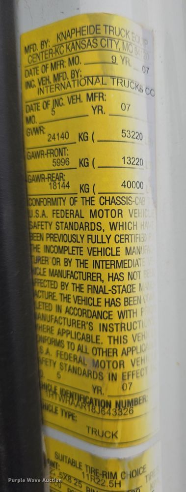 image for item DO7817 2008 International WorkStar 7400 dump truck