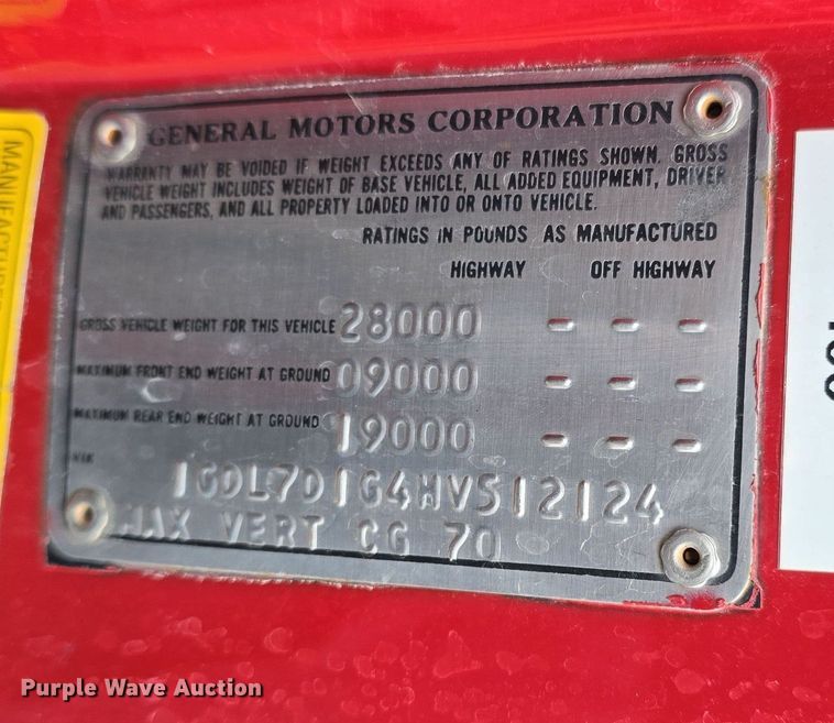 image for item DO7824 1987 GMC Sierra 7000 pumper fire truck