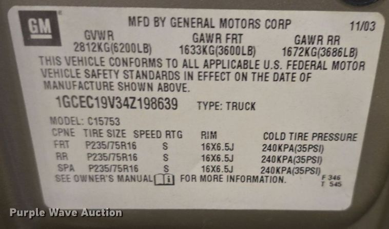 image for item DQ5167 2004 Chevrolet Silverado 1500 Ext. Cab pickup truck