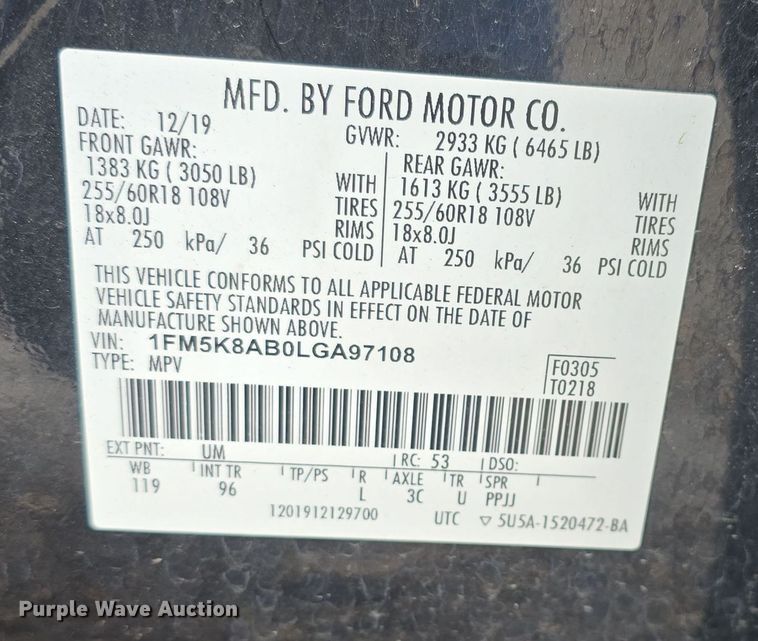 image for item DQ5312 2020 Ford Explorer Police Interceptor SUV