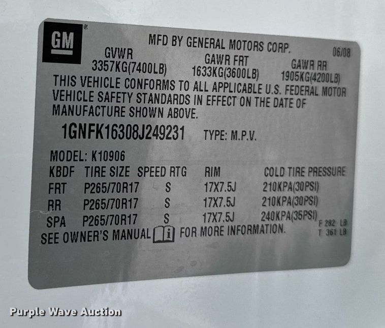 image for item DT0581 2008 Chevrolet Suburban SUV