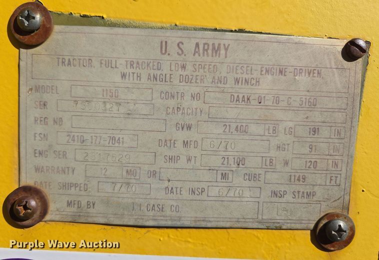 image for item DT7051 1970 Case 1150 dozer