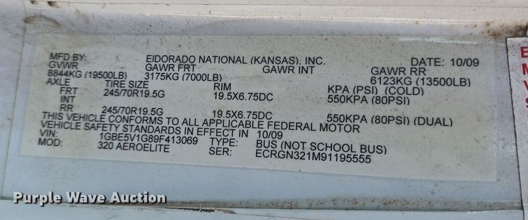 image for item DV1294 2009 Eldorado Chevrolet C5500 shuttle bus