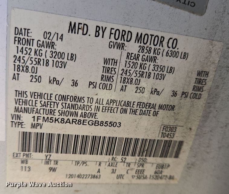 image for item DV1302 2014 Ford Explorer Police SUV