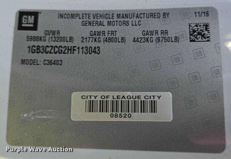 image for item DV1303 2017 Chevrolet Silverado 3500HD ambulance