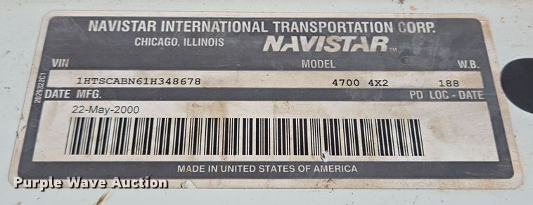 image for item DV1307 2001 International 4700 water truck