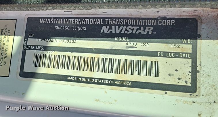 image for item DW3127 2001 International 4700 dump truck