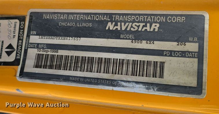 image for item DW3194 1999 International 4900 dump truck