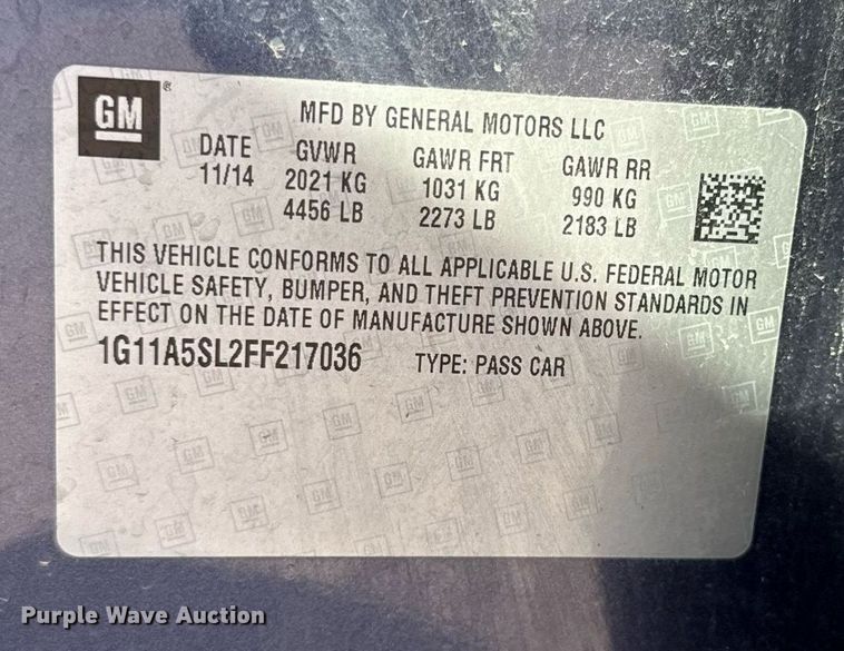 image for item DZ3984 2015 Chevrolet Malibu LS 