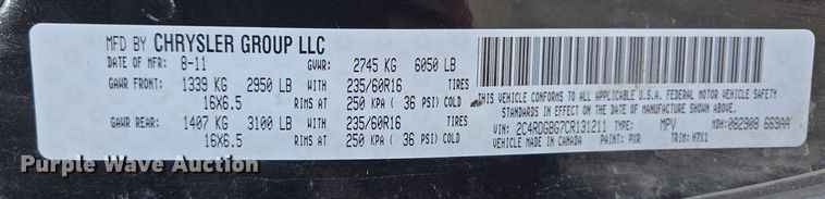 image for item ED2494 2012 Dodge Grand Caravan van