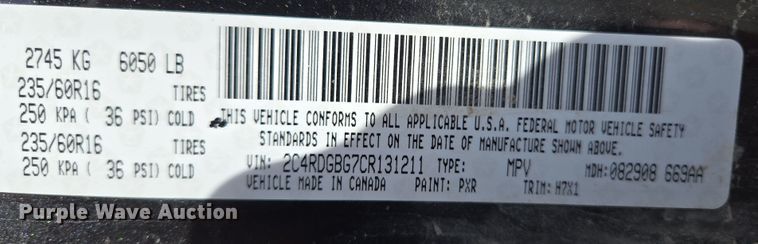 image for item ED2494 2012 Dodge Grand Caravan van
