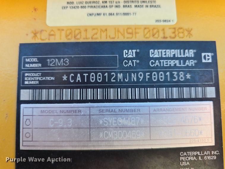 image for item EH8653 2014 Caterpillar 12M3 motor grader