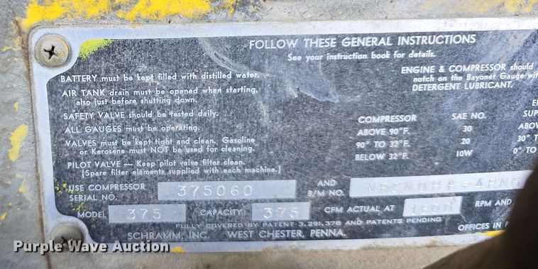 image for item EH8656 1969 Schramm 375 air compressor