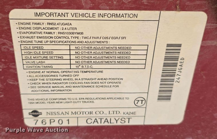 image for item EH8659 1994 Nissan XE King Cab pickup truck