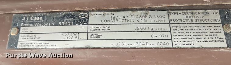 image for item EI8835 1991 Case 480F backhoe