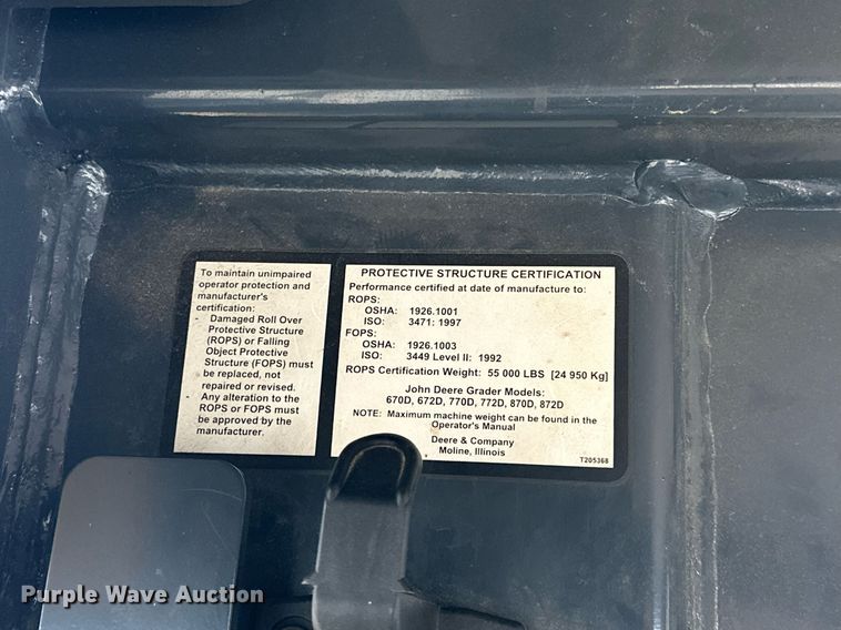 image for item EK0416 2008 John Deere 770D motor grader