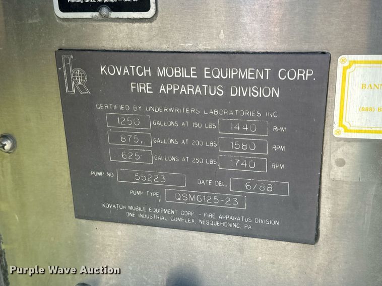 image for item EN5116 1988 Kovatch  Firefox 4 Door pumper fire truck