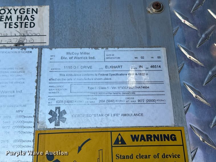 image for item EN5117 2000 Freightliner FL50 ambulance