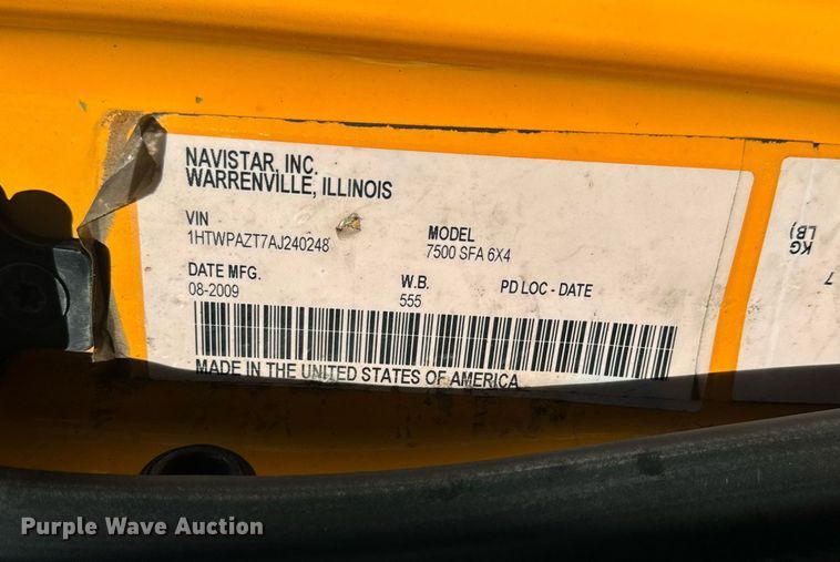 image for item EN5164 2010 International 7500 WorkStar dump truck