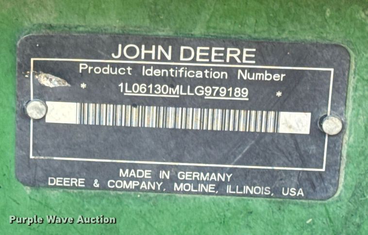 image for item EN5171 2020 John Deere 6130M tractor