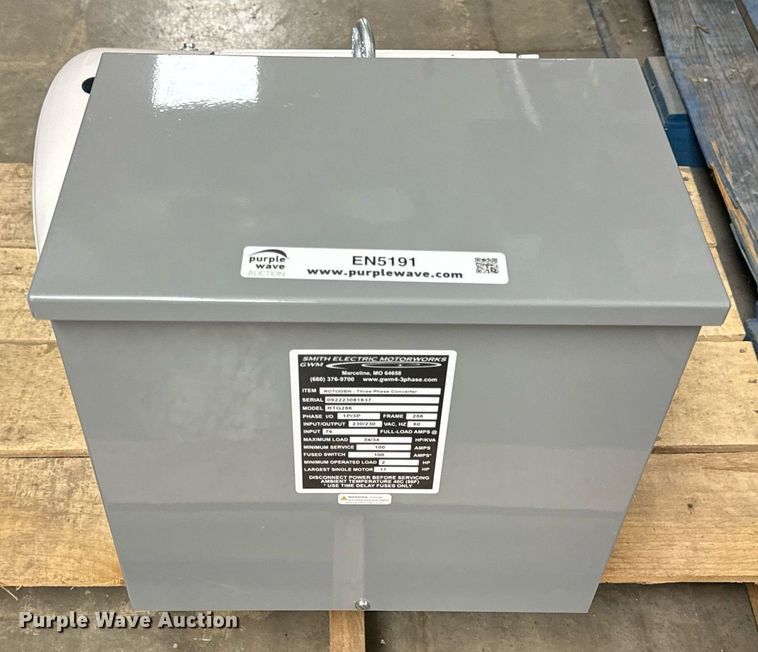 image for item EN5191 Smith Electric Motorworks RTG256 rotary three phase converter