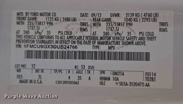 image for item EQ6730 2013 Ford  Escape  SUV