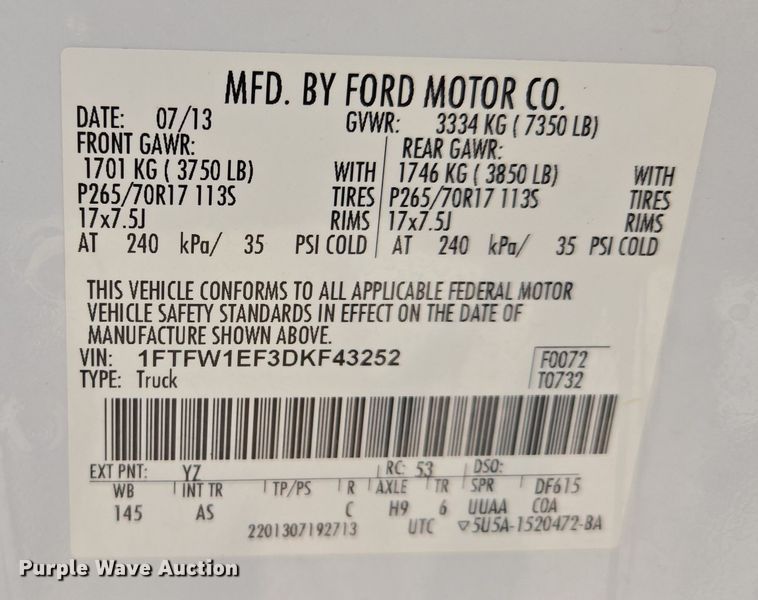 image for item EQ6732 2013 Ford  F150 SuperCrew pickup truck