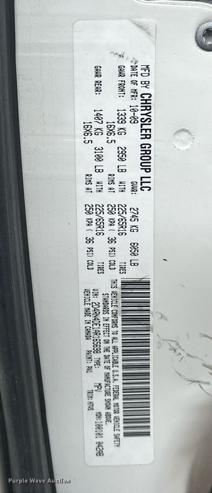 image for item ER4992 2010 Dodge Grand Caravan SE van