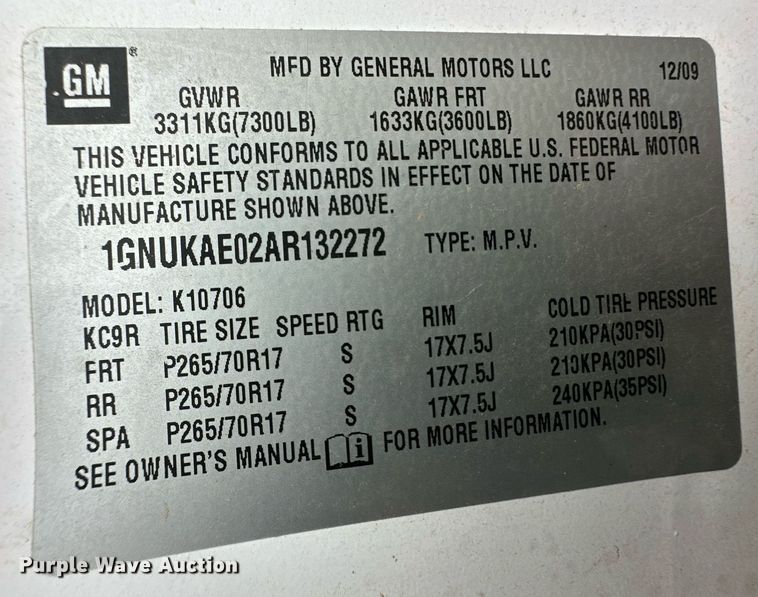 image for item ER8681 2010 Chevrolet Tahoe SUV