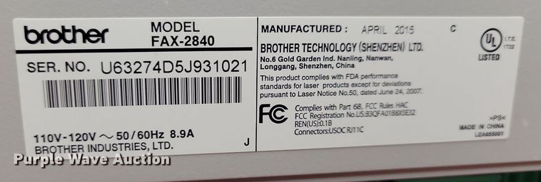 image for item NB9824 2015 Brother IntelliFAX2840 fax machine