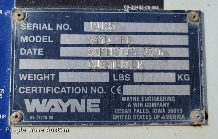 image for item NB9861 2017 Peterbilt 320 refuse truck