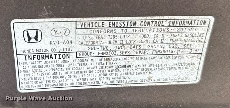 image for item NN9597 2015 Honda Odyssey van