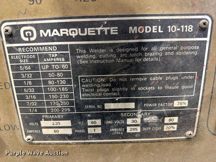 image for item NN9620 Marquette 10-118 welder