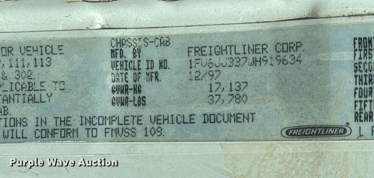 image for item NN9625 1998 Freightliner FL80 dump truck