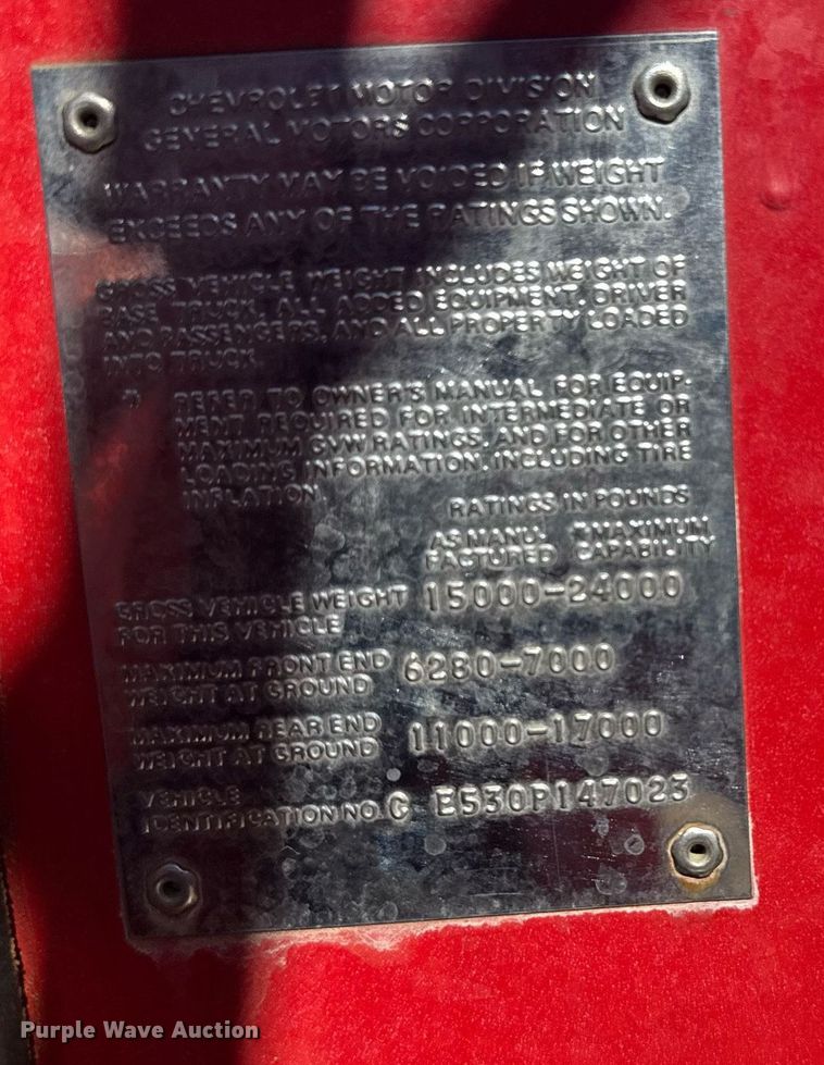 image for item NN9635 1970 Chevrolet C50 pumper fire truck