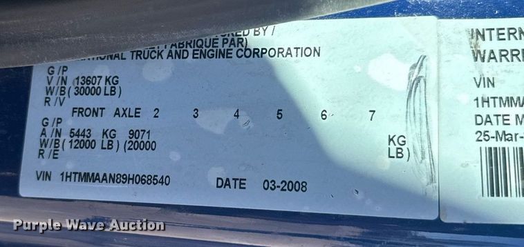 image for item NN9640 2009 International DuraStar 4300 dump truck